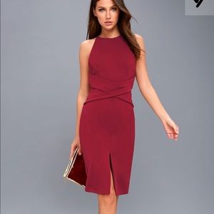 Lulu’s Burgundy Elin Backless Midi Dress new